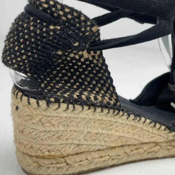 DIEGOS Lola Lace-Up Ribbons Rope Sole & Leather Handcrafted Black Espadrilles 39 - Picture 10 of 12